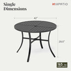Round Metal Patio Dining Table, 42-Inch Black with Umbrella Hole