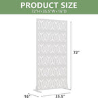 Casaphoria Metal Privacy Screen Outdoor, 72" H x 35" W Freestanding Decorative Privacy Screen for Patio Deck Balcony Garden with Stable Base, White-Star