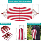 MOSFiATA Hammocks Portable Camping Hammock Upgraded 550lb Thickened Fabric Single Hammocks with Two Anti Roll Balance Beam and Tree Straps for Camping, Patio, Backyard, Outdoor(Red White)