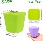 Anyumocz 42 PCS Plastic Square Plant Pots,Multi Color Nursery Pots,Small Flower Pots for Indoor Outdoor Plants,Garden,Home Balcony Decorations