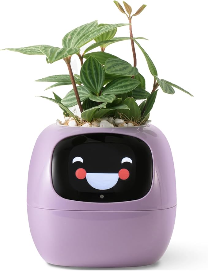 Smart Planter Pot with Automated Watering, Purple Plastic