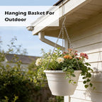 Hanging Planters 10 Inch, 4 Pcs Flower Pots with Drainage Hole, Self Watering Hanging Basket for Indoor Outdoor Plants, Decor, White