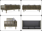 Merax Outdoor 3 Seater Daybed, Acacia Wood Day Bed Couch Sofa with Cushions for Patio Backyard, Garden, Dark Grey