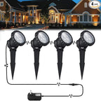 Outdoor lights Outdoor Landscape Lighting 12W Outdoor Spot Lights with Transformer for Yard Garden House Lawn Tree Flags Warm White LED Landscape Lights Christmas lights IP66 Waterproof 4 Pack