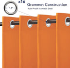 PureFit Outdoor Curtains for Patio Waterproof Weatherproof, UV Resistant Outside Curtains for Gazebo, Front Porch, Pergola, Sun Blocking Privacy Curtain, 120W x 84L inch, 1 Panel, Orange