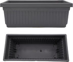 The HC Companies 30 Inch Venetian Rectangular Window Planter Box - Lightweight Plastic Indoor Outdoor Plant Pot with Drainage for Windowsill, Herbs, Flowers, Warm Gray (Pack of 5)
