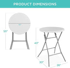 Best Choice Products 32in Bar Height Folding Table, Round Indoor Outdoor Accessory for Patio, Backyard, Dining Room, Events w/Thick Table Top, Metal Frame, Locking Legs, 330lb Weight Capacity - White | Bar Height, Indoor Outdoor, Patio, Backyard, Dinin...
