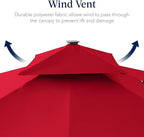 Best Choice Products 9x12ft LED Cantilever Patio Umbrella w/Base Included & 360° Rotation, Large Solar Offset Hanging Outdoor Sun Shade for Deck, Backyard Table w/Stand & Lights – Red