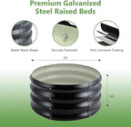3 Pcs 2x2x1ft Round Galvanized Raised Garden Bed Planter Boxes Outdoor with Easy Assembly, Metal Raised Beds for Vegetables, Fruits, Flowers (Galvanized, Black, Green)