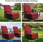 Kozyard Adjustable Outdoor Reclining Lounge Chair, Cushioned Patio Chaise Lounge with Extendable Metal Frame for Sunbathing, Reading & Relaxing – Comfortable Outdoor Recliner(Burgundy)