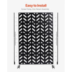 VEVOR Metal Privacy Screen, 47" W x 72" H, Outdoor Privacy Screens 5-Panel, Freestanding Outdoor Divider with Stand, Decorative Garden Steel Privacy Fence for Balcony Patio Indoor Room Black