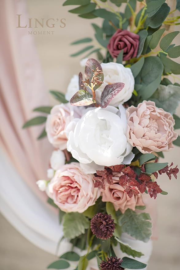 Artificial Flowers Wedding Arch Kit, Dusty Rose Mauve, 4 Pieces