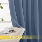 NICETOWN Sliding Door Curtain 108 inches Long, Grommet Blackout Patio Door Panel Thermal Insulated Sound Reducing Room Divider Drape for Bedroom/Living Room (1 Panel, Stone Blue, W80 x L108)