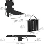 Outsunny Chaise Lounge Chair Outdoor with Face Arm Hole, 5-Position Reclining Face Down Tanning Chair with Carry Strap, Side Pocket, Portable Folding Bed Cot for Patio Beach Pool, Black