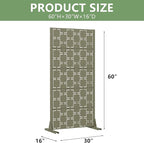 Casaphoria Metal Privacy Screen Outdoor, 60" H x 30" W Freestanding Decorative Privacy Screen for Patio Deck Balcony Garden with Stable Base, Green-Square