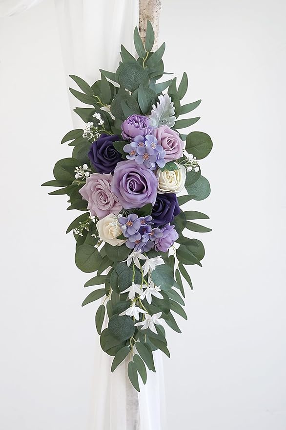 Artificial Flowers Arch Swag Kit, Purple Silk and Foam, 26Ft Fabric