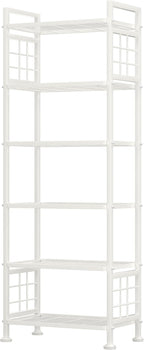 GIOTORENT 6-Wire Garage Shelving Storage Shelves, Metal Shelving Unit Pantry Rack, Kitchen Storage Adjustable Shelf 900Lbs Capacity for Laundry Kitchen Bathroom Organizer(White)