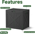 EasyUp 32 Gallon Outdoor Storage Box, Resin Waterproof UV-Resistant Deck Box, Reinforced Stability for Patio, Garden, and Poolside, X-Design Black