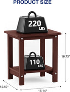 Side Table: Weather-Resistant HIPS Square Patio End Table in Coffee