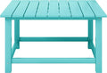 Square Patio Coffee Table, Turquoise HDPE, 30.75 Inch Wide