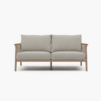 Acanva Modern All-Weather Aluminum Outdoor Patio Sofa with Thick Cushions, Olefin Fabric Sunroom Backyard Furniture, Loveseat Light Khaki
