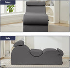 ijuicy Chaise Lounge Chair for Exercise, Indoor Lounger with Headrest, Waist Cushion, Movable Footrest, Side Pockets, Non-Slip Bottom - Yoga Chair with High Density Sponge, Light Grey