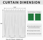 Easy-Going Outdoor Patio Curtains Detachable Tab Top Windproof Weatherproof Curtain for Cabana, Porch, Pergola and Gazebo, Tab Bottom Drape, 2 Panels, 110W x 96L inch, Green