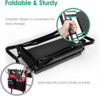 TomCare Garden Kneeler Seat Garden Bench Garden Stools Foldable Stool with Tool Bag Pouch EVA Foam Pad Outdoor Portable Kneeler Christmas Gardening Gifts for Women Men,Large 21.65"x10.62"x18.89",Black