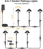 Low Voltage Pathway Lights with Timer, 4H/6H/8H Auto On/Off Low Voltage Landscape Lighting 3000K Waterproof Landscape Path Lights for Flower Bed Backyard Walkway Driveway, Set of 6