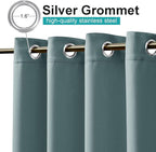 NICETOWN Greyish Blue Outdoor Patio Curtains 2 Panels Windproof Top & Bottom Grommet, Thermal Insulated Light & Cold Blocking Windproof Weighted Outdoor Drapes Privacy for Gazebo/Porch, W52 x L84