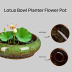 7.3 Inch Succulent Planters Pots Shallow Ceramic Glazed Planter Pots, Lotus Bowl Planter Round Shallow Planter Water Lily Pot for Indoor/Outdoor Plants Decorative (Green