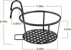 CADANI Iron Hanging Plant Holder Over The Rail Metal Fence Planters, Hanging Bucket Flower Pot Holder for Patio Balcony Outdoor Plants - Pack of 6 (Black)