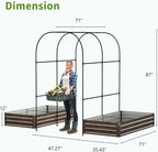 DoCred 3 in 1 Raised Garden Bed with 87in Tall Arch Trellis for Climbing Plants, Galvanized Planter Garden Box Outdoor for Gardening, Climbing Vegetables, Flower