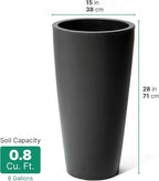 Step2 Tremont Tall Round Tapered Planter, 28" Tall 2-Pack, Indoor/Outdoor Plants, Efficient Drainage, Durable Resin, Onyx Black