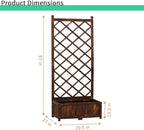 Anraja Raised Garden Bed Planter with Trellis Outdoor Wood Box 67in Set of 2 Flower Standing Planter Box Privacy Lattice Panels with Legs for Patio Porch w/Drainage Holes 29.5" L x 17.0" W x 67.0" H