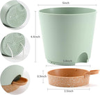 Plant Pots 6 PCS 5 inch Self Watering Planters High Drainage Flowers Pot for Indoor Outdoor Plants with Reservoir Tray and Watering Lip Gardening Planter Garden Flower Pots, Green