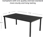 Grand patio 7-Piece Outdoor Dining Set, 6 Leather-Look Wicker Swivel Patio Chairs & 1 Straight Legs Rectangular Dining Table, Black