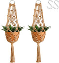 Artilady Hanging Planter for Indoor Plants Macrame Plant Hanger Large Hanging Plant Holder Brown Plants Basket White Rope Boho Original Wall Decor (Brown Plant Hanger-2pcs)