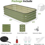 3-in-1 Modular Raised Garden Bed Kit - Adjustable Sizes (4x2x1ft, 3x3x1ft, 5x1x1ft) - Heavy-Duty Galvanized Steel Planter Box with Bracing Rods & Gloves for Vegetables, Fruits, Flowers