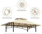 Grill Gazebo Replacement Top, 5 * 8 Outdoor BBQ Top Cover, Double Layer BBQ Gazebo Top Canopy for Model #L-GG001PST-F(Beige)