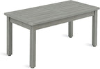 LUE BONA Outdoor Coffee Table Rectangle, HDPS Patio Coffee Tables for Outside, All Weather Patio Coffee Table with Slatted Tabletop for Deck, Garden, Balcony, Indoor or Outdoor Use, Light Gray
