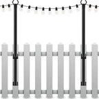 2 Pack String Light Poles,5Ft Light Poles for Outside String Lights,Outdoor Lights Pole with Fork,Metal Poles Stand for Patio Deck Backyard