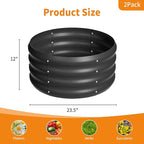 2-Pack 2x1ft Galvanized Raised Garden Bed, Outdoor Planter Bed, Metal Planter Box for Gardening and Planting,Black