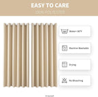 Waterproof Outdoor Curtain W84 x L120 - Grommet Top Sunlight Blocking Window Treatment Drapes Blackout Curtains for Home Bedroom Living Room Patio Porch Pergola Cabana (Beige, 2 Panels)