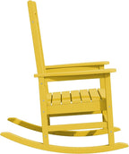 KINGYES HDPE Rocking Chairs Outdoor, Patio Rocking Chairs with 330lbs Support, Smooth Porch Rocker for Deck Lawn Yard, Yellow