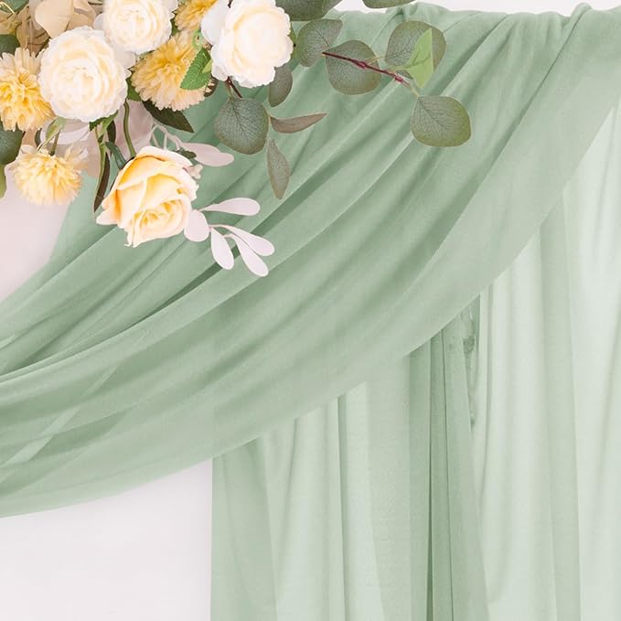 Arch Drape Curtain Fabric in Sage Chiffon, 2 Pieces, 29 in x 6 Yd