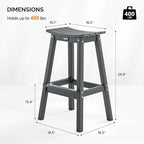 VINGLI 29 Inch Outdoor Bar Stools Set of 4, HDPE Weather Resistant Barstools Heavy Duty Patio Bar Height Chairs for Deck Balcony Kitchen Counter Yard and Poolside (Gray, 29 Inch 4 PC)