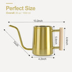 Watering Can Indoor Plants, 35 oz/1000 ml Metal Stainless Steel Watering Can Pot with Long Spout for Indoor House Plants Bonsai Outdoor Garden Flower Decorative (Gold)