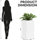 Galvanized Steel Metal Planter, 26 Inch White Square Outdoor Planters with Removable Insert Shelf and Drain Holes, Heavy Duty Flower Pot Modern Commercial Residential for Trees Patio Deck Yard Garden