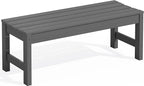 SERWALL 47 Inches Outdoor Bench, All Weather HDPE Backless Bench with Wood Grain Texture for Garden Porch and Park, Curved Bench Seat for Comfort, Grey